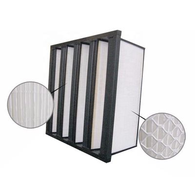 الإطار البلاستيكي 2850m3 / h V Bank F6 Cleanroom Air Filter 1000g Dust Holding